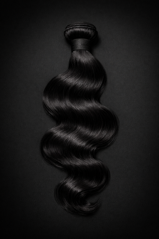 Raw Vietnamese body wave hair bundle featuring soft flowing waves and volume